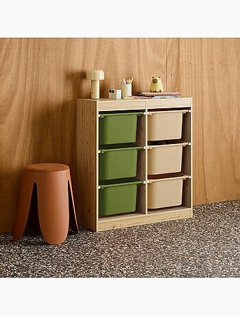 Meuble de rangement enfant 6 bacs de rangement colorés Sora