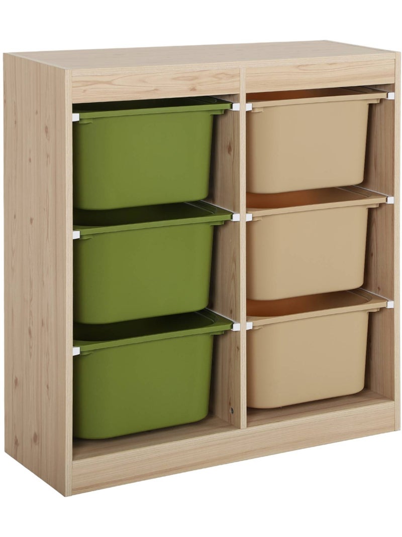 Meuble de rangement enfant 6 bacs de rangement colorés Sora Vert olive - Kiabi
