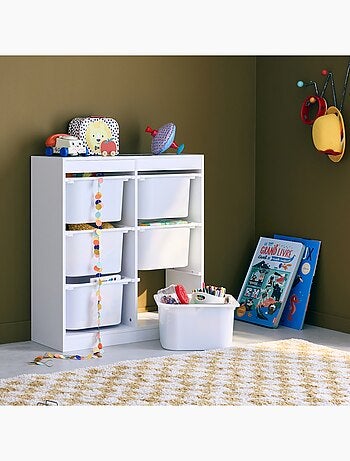 Meuble de rangement enfant 6 bacs de rangement Sora