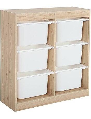 Meuble de rangement enfant 6 bacs de rangement Sora
