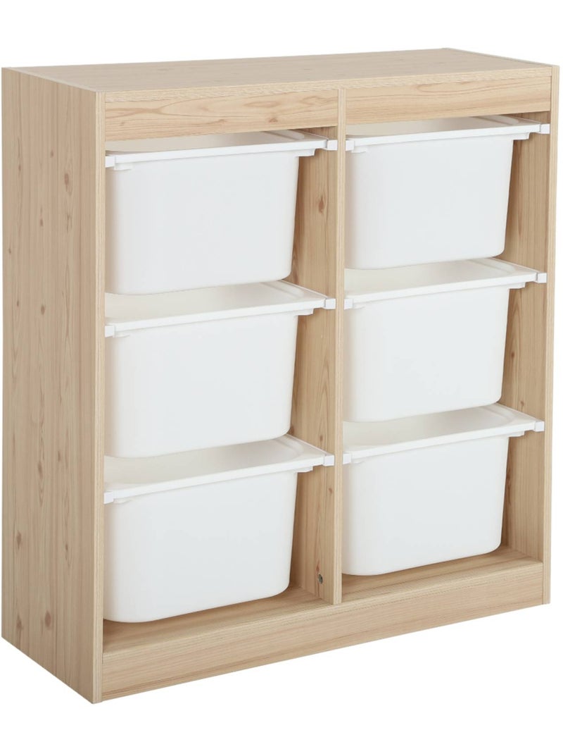 Meuble de rangement enfant 6 bacs de rangement Sora Marron - Kiabi