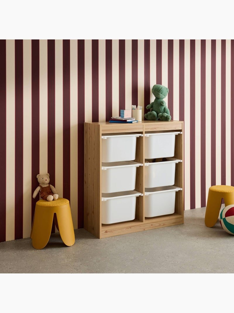 Meuble de rangement enfant 6 bacs de rangement Sora Marron - Kiabi