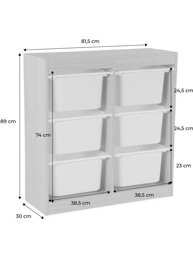 Meuble de rangement enfant 6 bacs de rangement Sora Marron - Kiabi