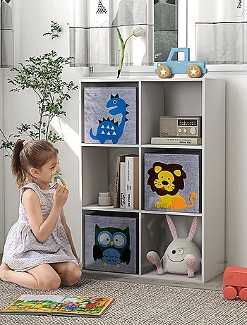 Meuble de rangement enfant 6 casiers 3 tiroirs non tissé MDF blanc