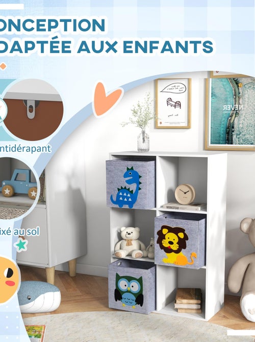 Meuble de rangement enfant 6 casiers 3 tiroirs non tissé MDF blanc - Kiabi