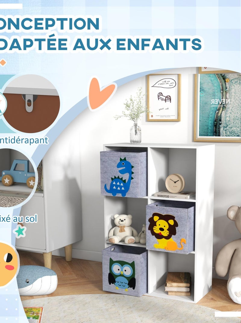 Meuble de rangement enfant 6 casiers 3 tiroirs non tissé MDF blanc Blanc Blanc - Kiabi