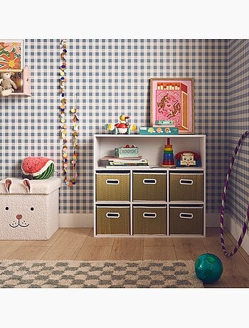 Meuble de rangement enfant 6 paniers fibre végétale camille