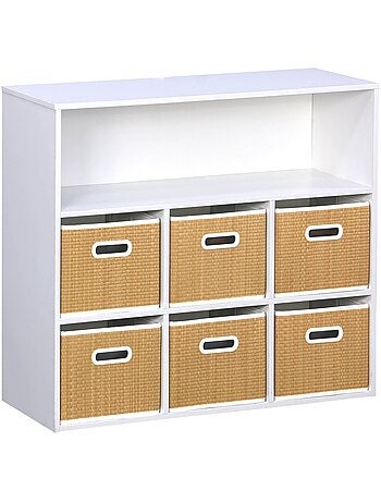 Meuble de rangement enfant 6 paniers fibre végétale camille