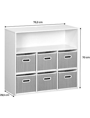 Meuble de rangement enfant 6 paniers fibre végétale camille