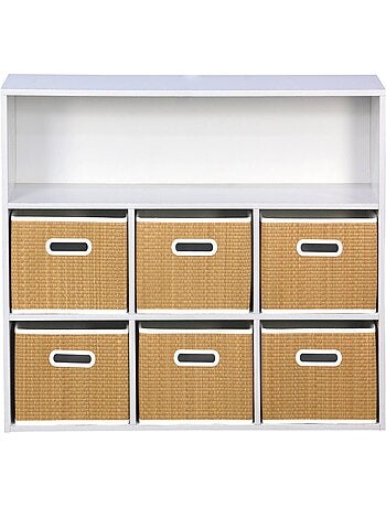 Meuble de rangement enfant 6 paniers fibre végétale camille