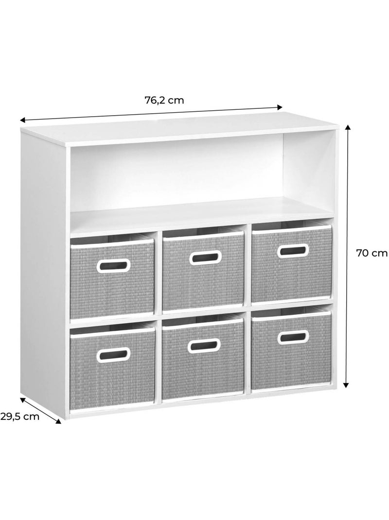 Meuble de rangement enfant 6 paniers fibre végétale camille Beige naturel - Kiabi