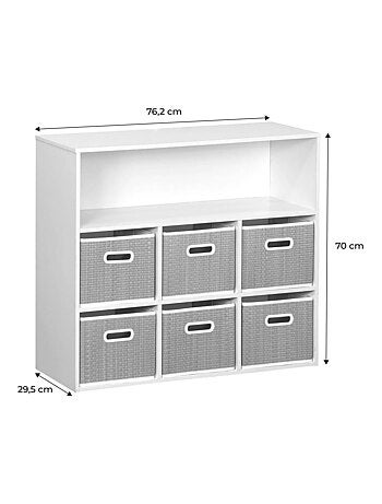 Meuble de rangement enfant 6 paniers fibre végétale Camille