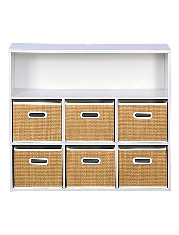 Meuble de rangement enfant 6 paniers fibre végétale Camille