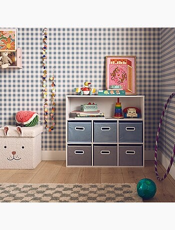 Meuble de rangement enfant 6 paniers velours Camille