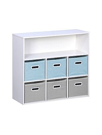 Meuble de rangement enfant 6 paniers velours Camille