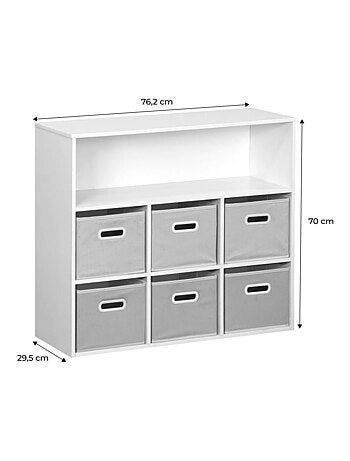 Meuble de rangement enfant 6 paniers velours Camille