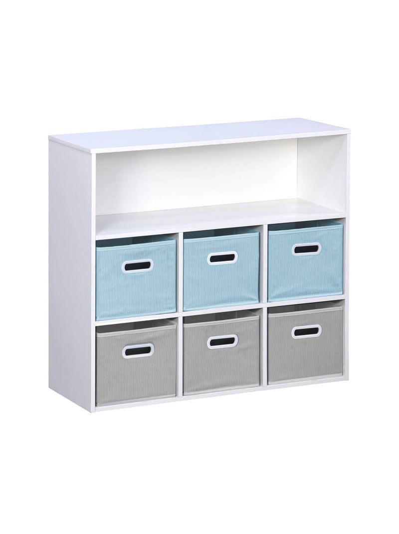 Meuble de rangement enfant 6 paniers velours Camille Bleu - Kiabi