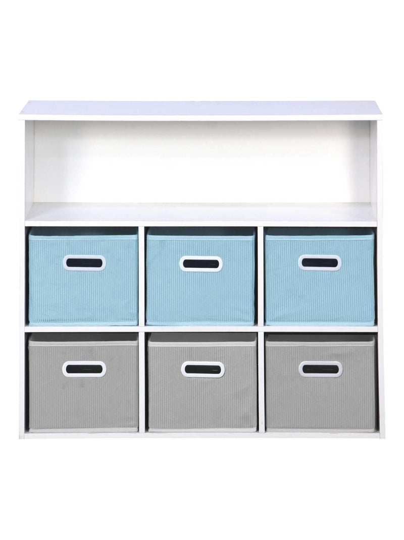 Meuble de rangement enfant 6 paniers velours Camille Bleu - Kiabi