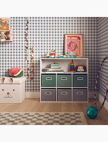 Meuble de rangement enfant 6 paniers velours Camille