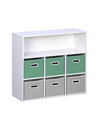 Meuble de rangement enfant 6 paniers velours Camille