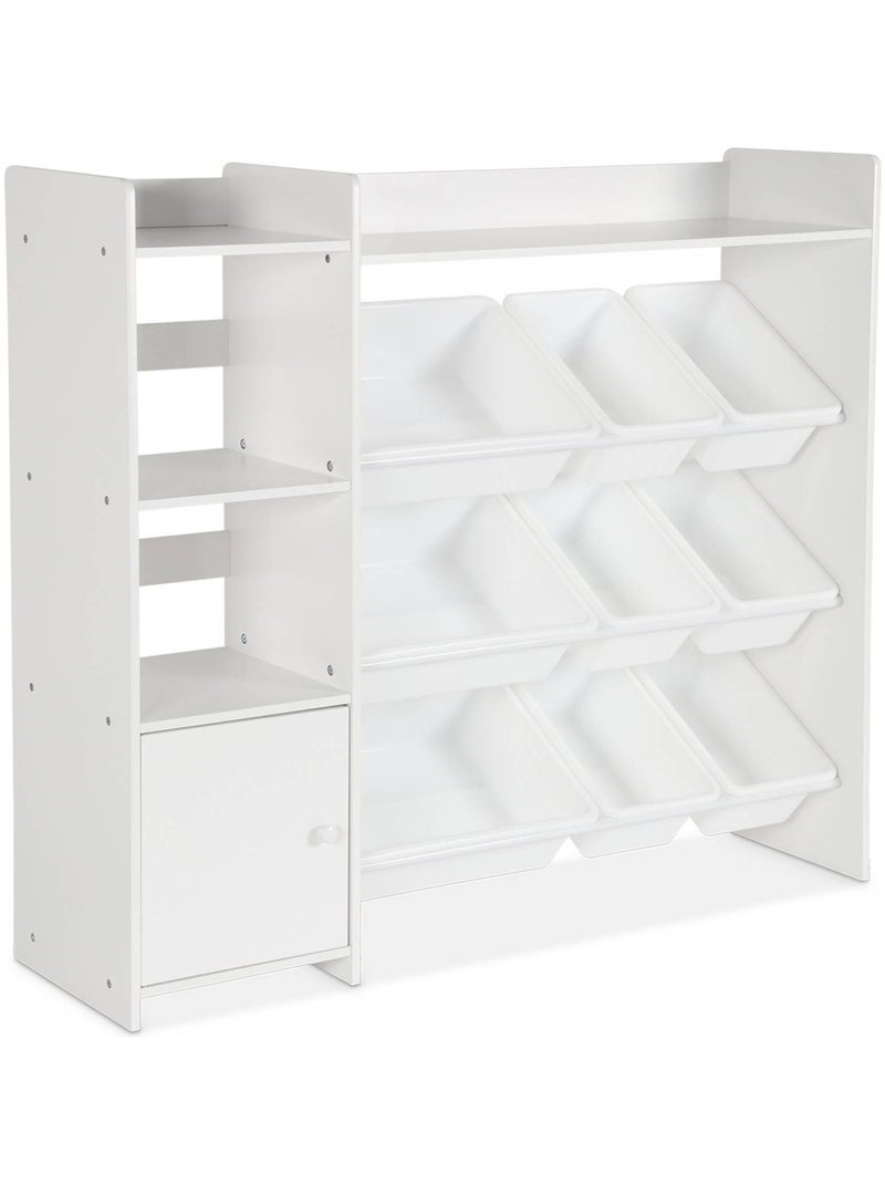 Meuble de rangement enfant 9 bacs de rangement 4 étagères 1 porte Sora Blanc - Kiabi