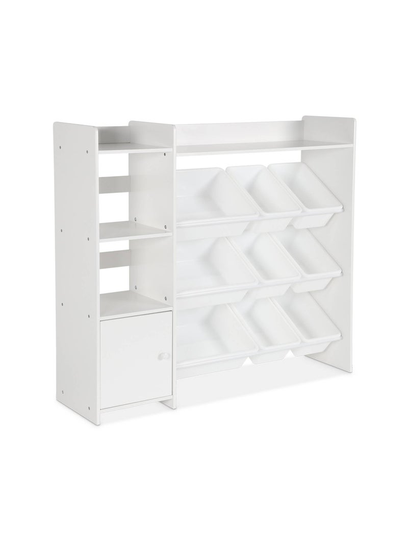 Meuble de rangement enfant 9 bacs de rangement 4 étagères 1 porte Sora Blanc - Kiabi