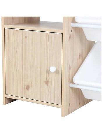 Meuble de rangement enfant 9 bacs de rangement 4 étagères 1 porte Sora