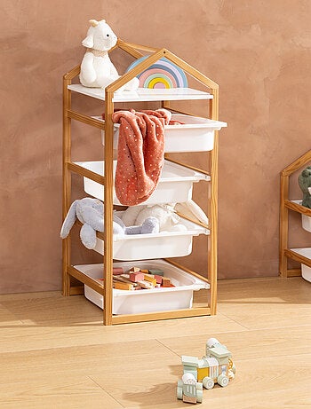 Meuble de rangement enfant avec 4 bacs amovibles