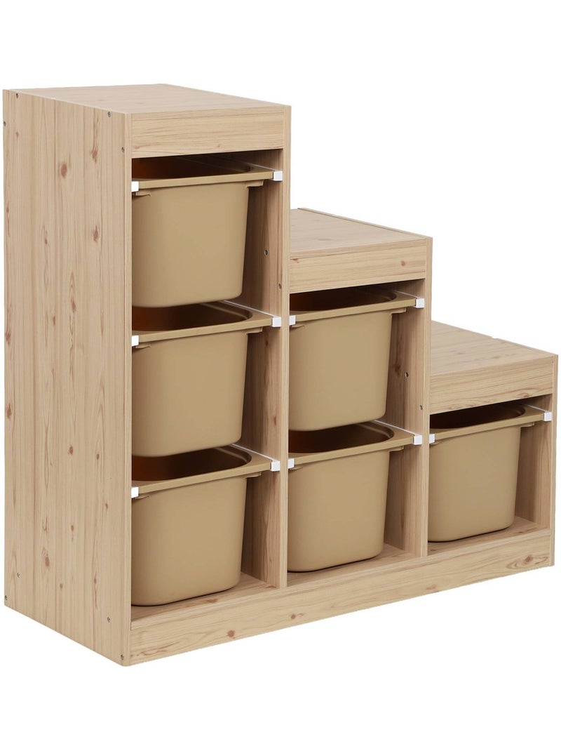 Meuble de rangement enfant escalier 6 bacs de rangement sora Beige - Kiabi