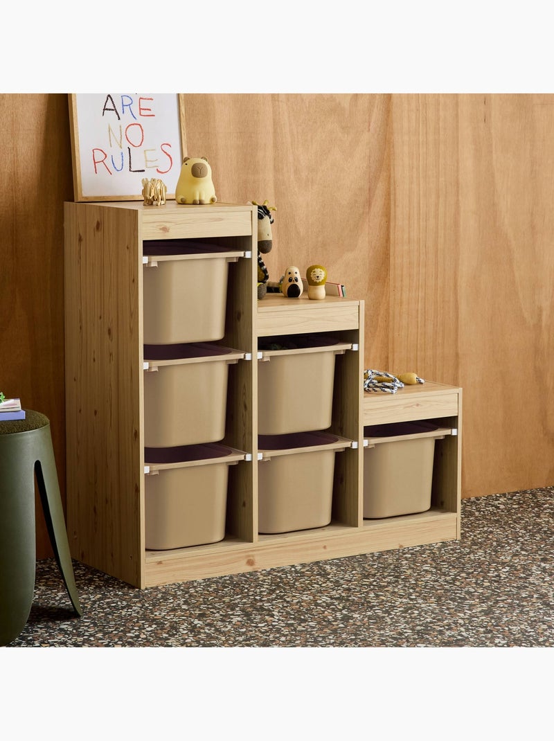 Meuble de rangement enfant escalier 6 bacs de rangement sora Beige - Kiabi