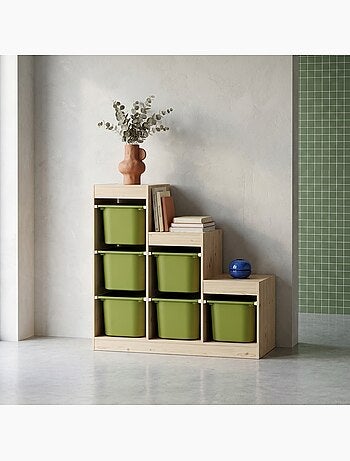 Meuble de rangement enfant escalier 6 bacs de rangement Sora
