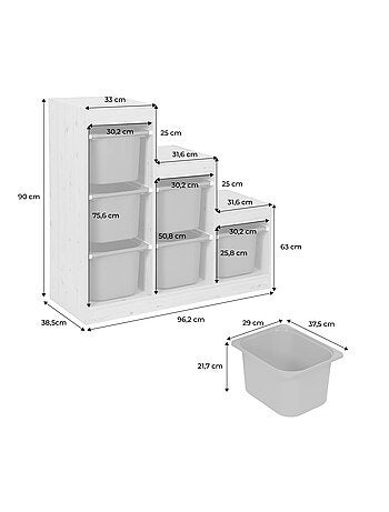 Meuble de rangement enfant escalier 6 bacs de rangement Sora