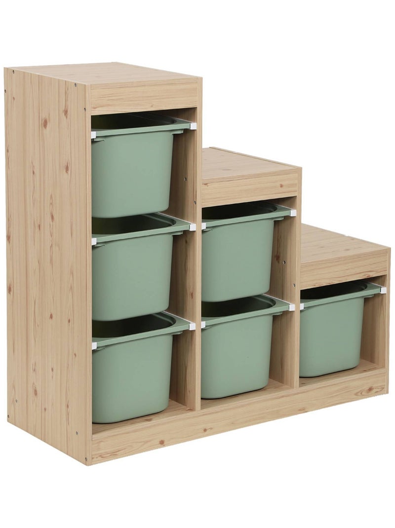 Meuble de rangement enfant escalier 6 bacs de rangement sora Vert clair - Kiabi