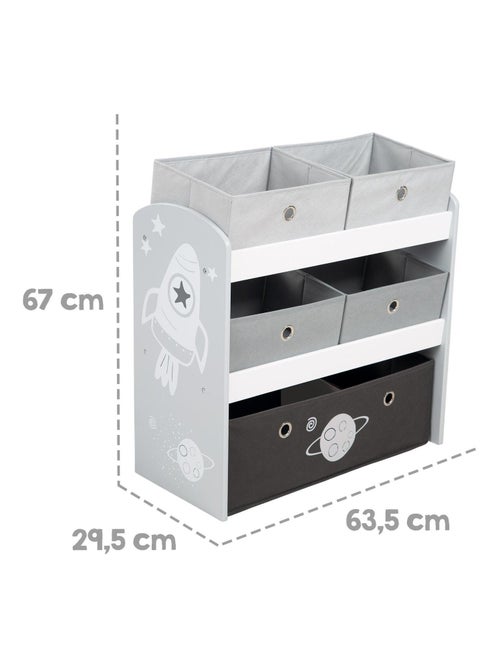 Meuble de rangement jouet en bois + 5 bacs en toile 'Rakete' ROBA - Kiabi