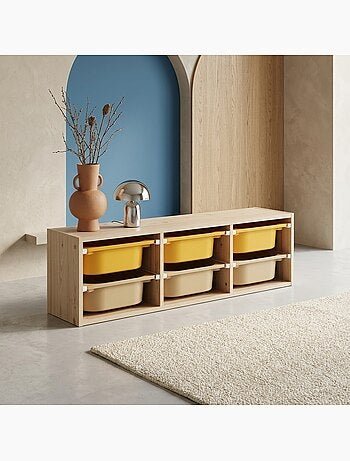 Meuble de rangement pour enfant 6 bacs de rangement colorés Sora