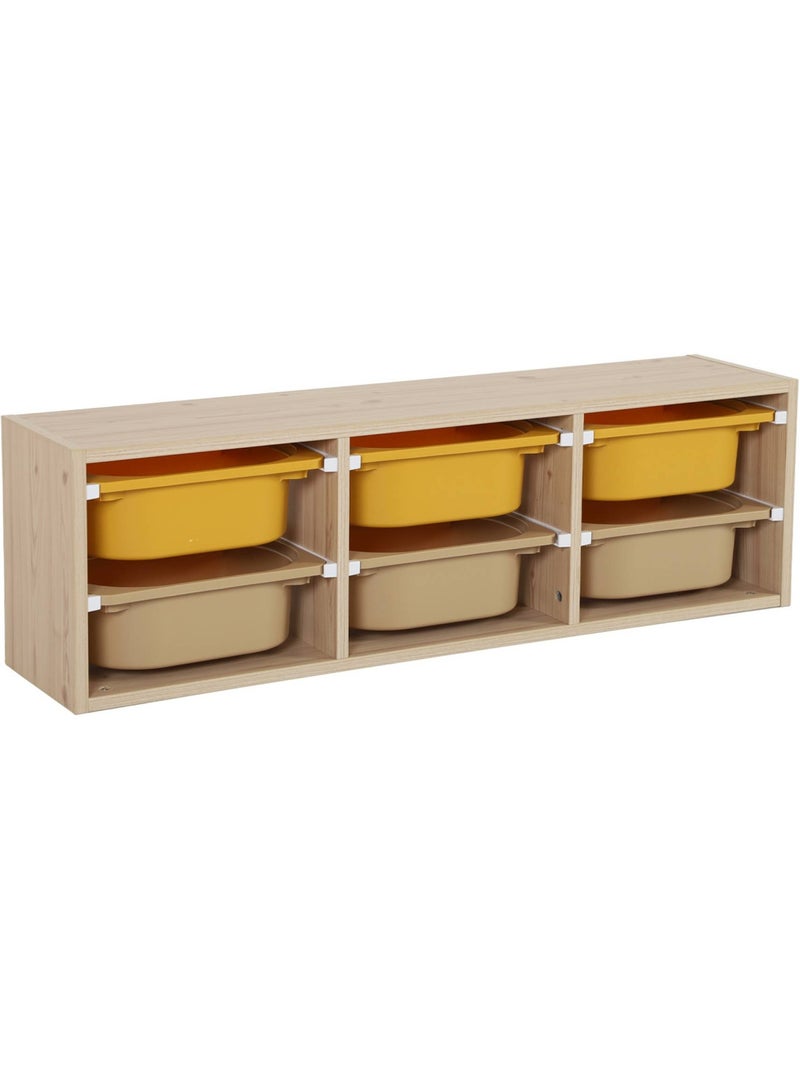 Meuble de rangement pour enfant 6 bacs de rangement colorés Sora Moutarde - Kiabi