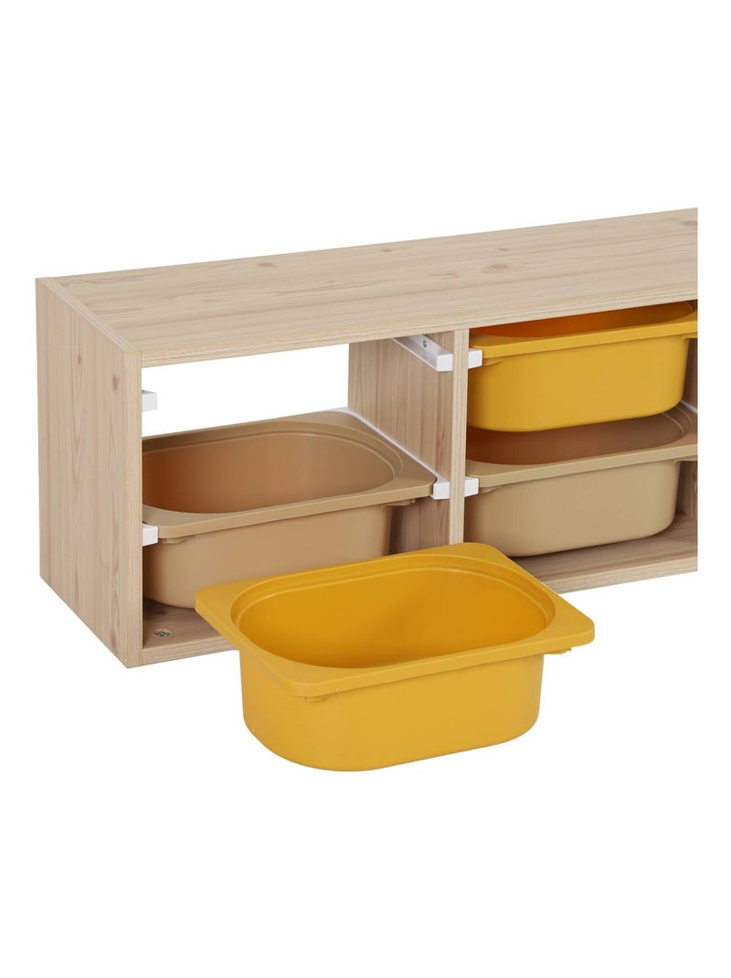 Meuble de rangement pour enfant 6 bacs de rangement colorés Sora Moutarde - Kiabi