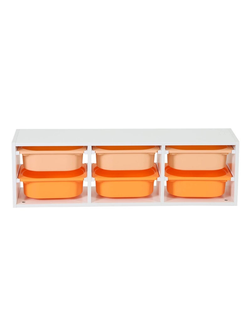 Meuble de rangement pour enfant 6 bacs de rangement colorés Sora Orange - Kiabi