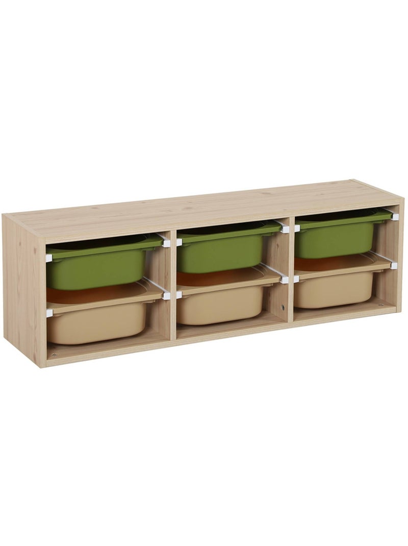 Meuble de rangement pour enfant 6 bacs de rangement colorés Sora Vert olive - Kiabi