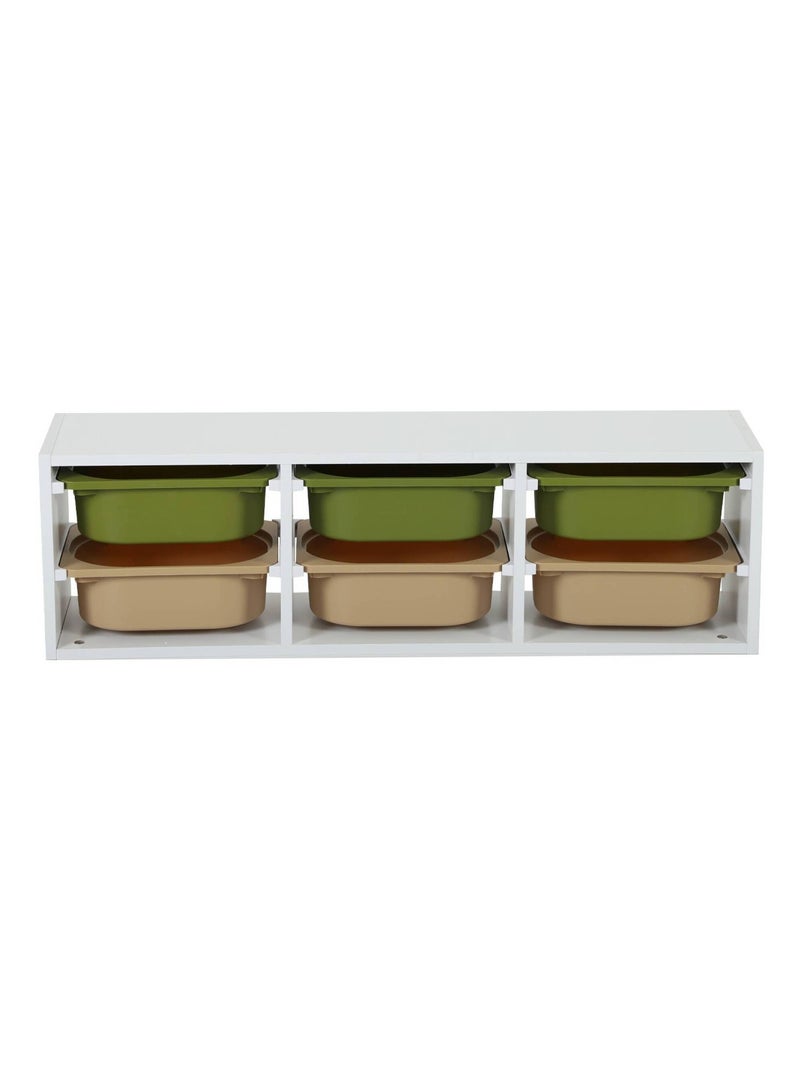 Meuble de rangement pour enfant 6 bacs de rangement colorés Sora Vert olive - Kiabi