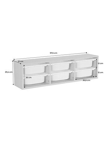 Meuble de rangement pour enfant 6 bacs de rangement Sora