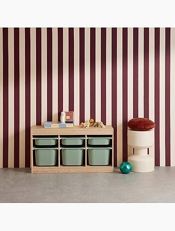 Meuble de rangement pour enfant décor bois 6 bacs de rangement colorés sora