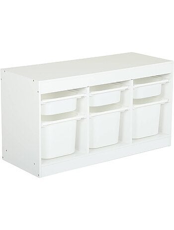 Meuble de rangement pour enfant décor bois 6 bacs de rangement sora