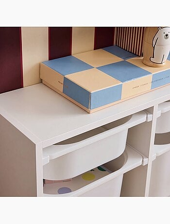 Meuble de rangement pour enfant décor bois 6 bacs de rangement sora