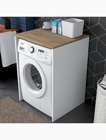 Meuble de rangement pour machine à laver - Marron et blanc