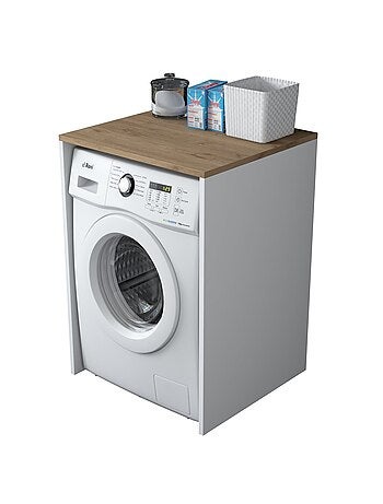 Meuble de rangement pour machine à laver - Marron et blanc