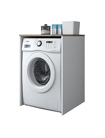 Meuble de rangement pour machine à laver - Marron et blanc