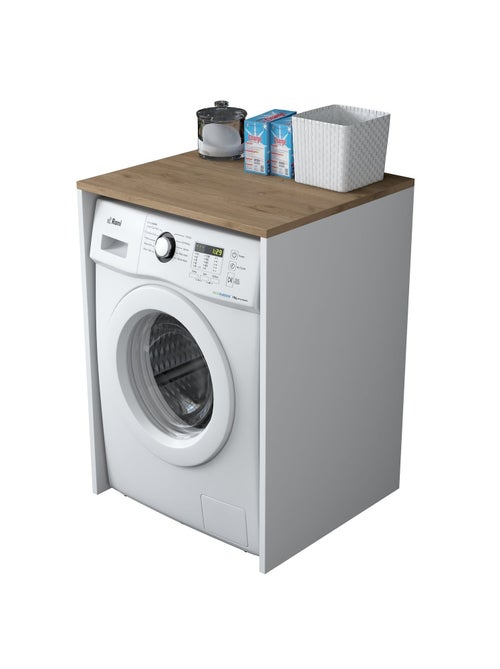 Meuble de rangement pour machine à laver - Marron et blanc - Kiabi