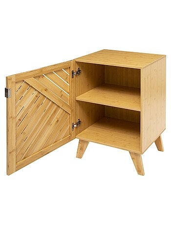 Meuble de salle de bain 1 porte en bambou BATH N' MODUL - Beige