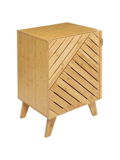 Meuble de salle de bain 1 porte en bambou BATH N' MODUL - Beige - Kiabi